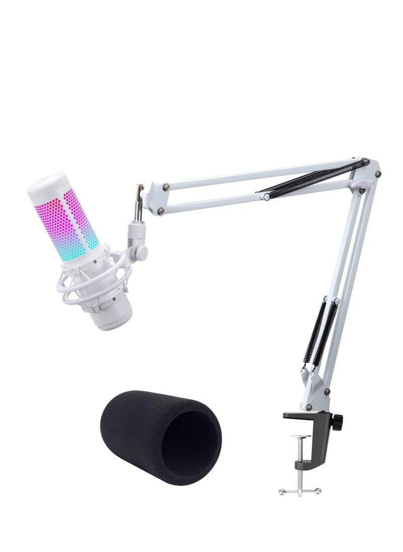 YOUSHARES White Boom Arm for HyperX QuadCast S - White Mic Arm Compatible with Hyperx Quadcast White Microphone, Premium White QuadCast S Microphone Boom Arm Stand by YOUSHARES  - Image 1