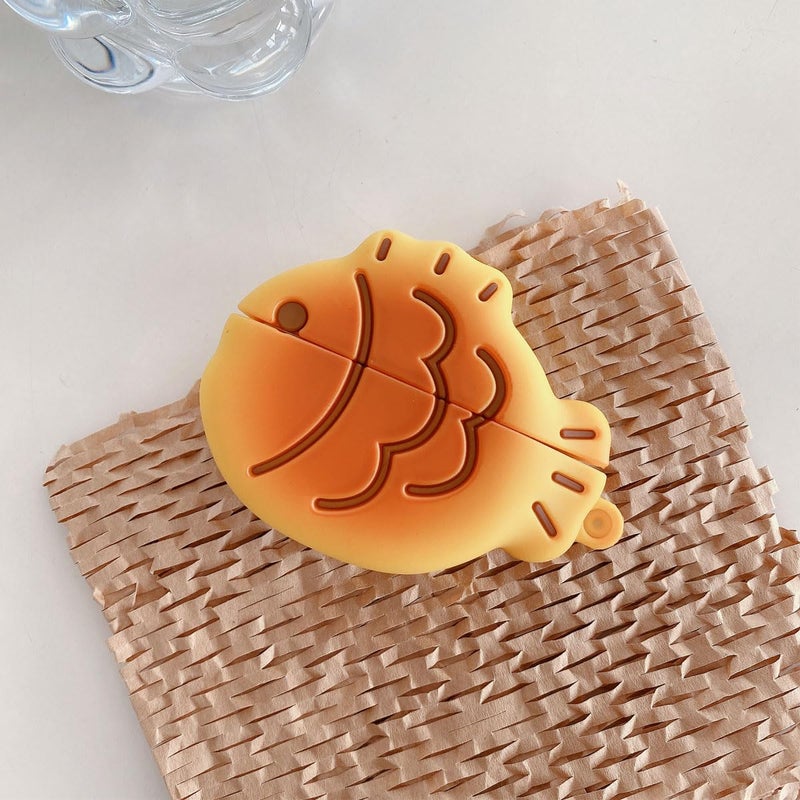 ELVRLA Earphone Case for AirPods Pro/Pro 2, Cute Creative Taiyaki Fish Cookie Shape Soft TPU Silicone Case, Lucky Taiyaki Food Biscuit AirPods Pro 2 Cover Protective Skin Protector - Image 1