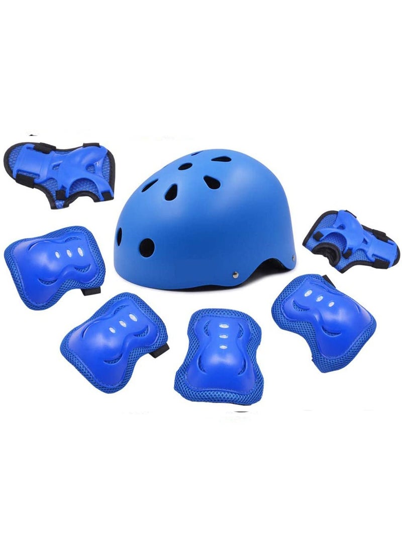 LIMOS Kids Helmet 7 in 1 , Adjustable Protections for Scooter Skateboard Roller Skating Cycling (Blue)  - Image 1