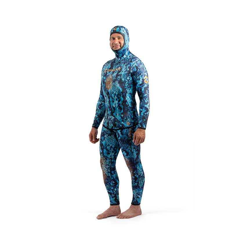 DYNAMICNORD SFS-L2 FREE DIVE SUIT LYCRA HOODED JACKET + PANT CAMO/BLUE - L - Image 1