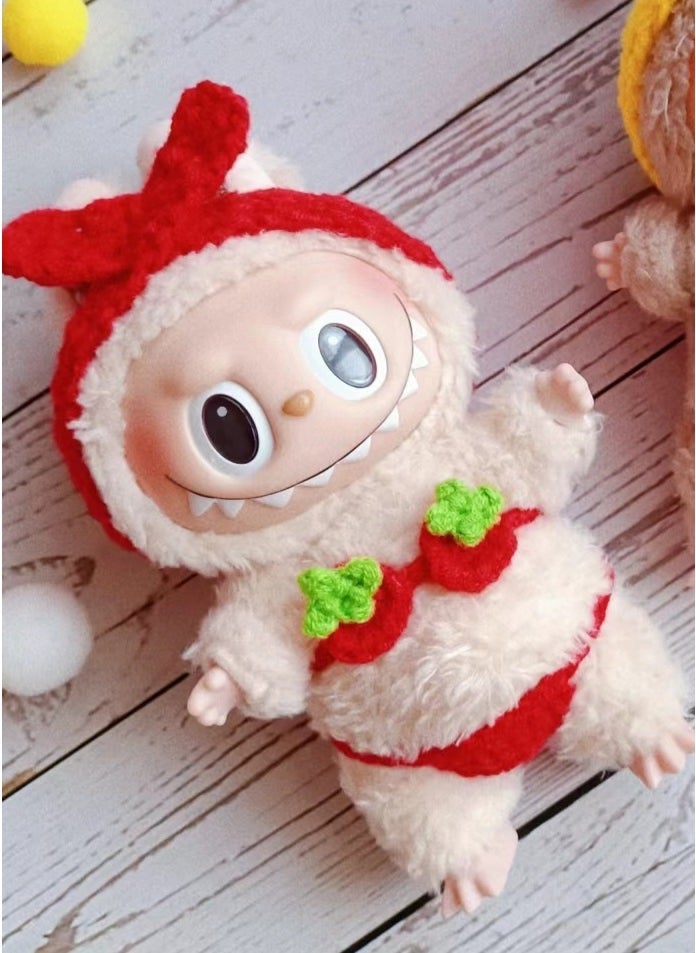 1 x 5 pcs Labubu 17cm Doll Clothes Blind Box Macaron Red Bikini suit (without baby) 