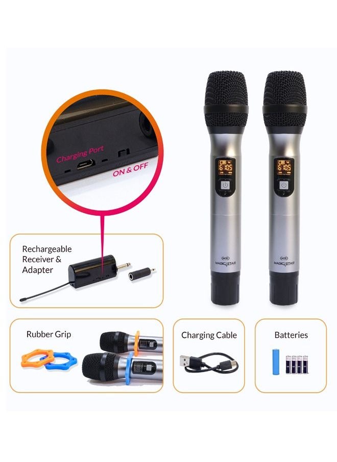 Magic Star ME-862C UHF Duet Wireless Microphones for Singing, Karaoke, PA system, Music Recording  - Image 3
