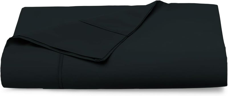 PIZUNA 100% Cotton Flat Bed Sheet Queen Size 275x280 cm Black 1 PC, 400 Thread Count Luxurious Long Staple Cotton Sateen Weave Bed Sheet Black (ملاءة سرير مسطحة من القطن 100%) - Image 1