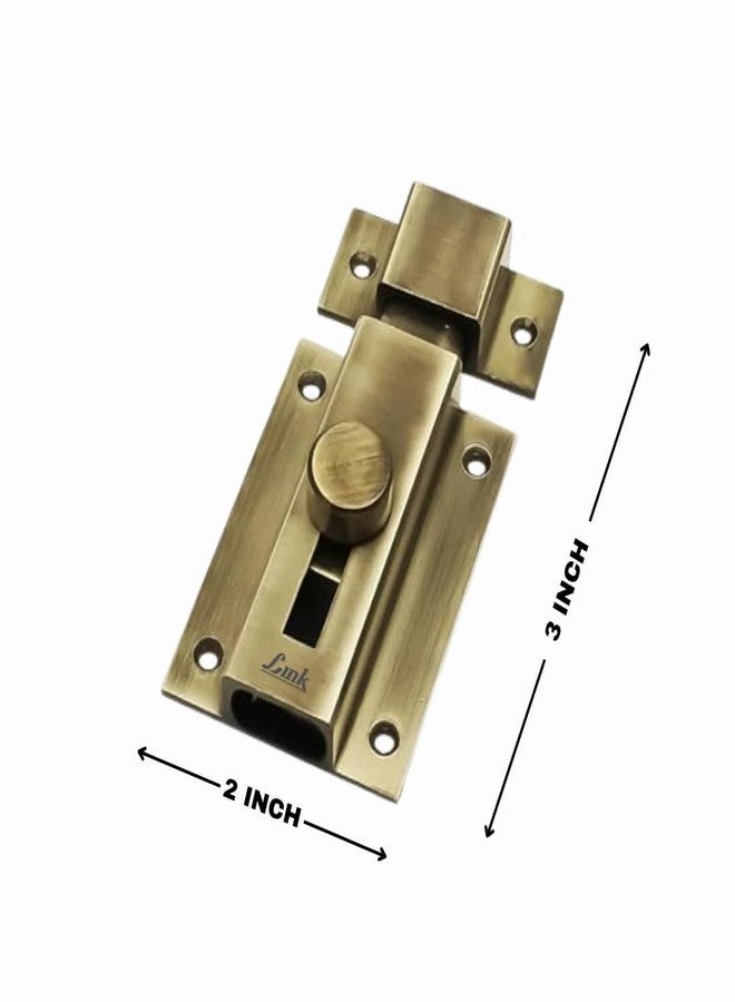 Link 3 inch Heavy Duty Door Security Lock Tower Bolt (75 MM) for, Baby Latch, Home, Bathroom, Kitchen, Office | Slide Bolt Lock with Thumb Turn | Antique Brass, Rustproof Door Latch | (Pack of 3) - Image 4