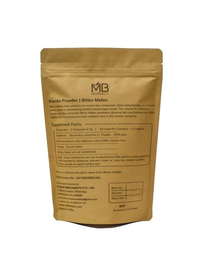 MB Herbals De-Seeded Karela Powder 227g (Half Pound) | 100% Pure Bitter Melon Powder | Momordica charantia Fr. | No Preservatives | Non GMO | Gluten Free - Image 5