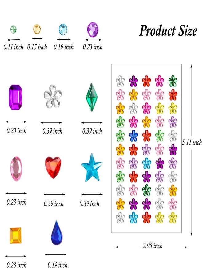 LAPOHI 10 ورقات من جواهر الوجه للماكياج، لاصقات من الكريستال على شكل قلب، لاصقات ذاتية اللصق بأشكال متنوعة، كريستالات للحرف اليدوية في عيد الميلاد، جواهر للعين والجسم، فن الأظافر، ملحقات للحفلات والمهرجانات للنساء - Image 3