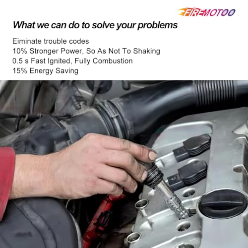FIREMOTOO Pack of 8 Ignition Coil Pack Compatible with Cadillac Chevy GMC Pontiac G8 Grand Prix Tahoe Yukon Silverado Impala Trailblazer Avalanche 5.3L 6.0L ‎UF413 12570616 H6T55271ZC C1511 D510C Red - Image 4