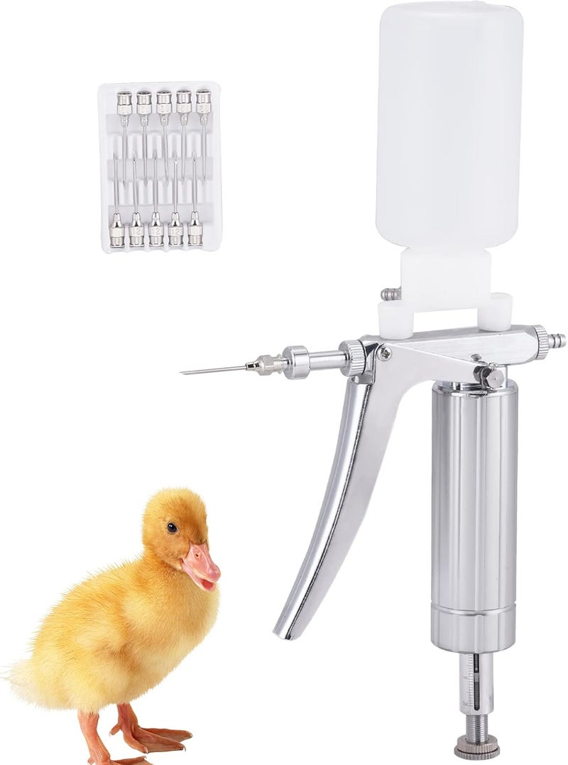 cheekyglo Livestock Syringe Animal Injector Gun, Continuous Livestock Syringe 0.12ML Adjustable Automatic Vaccine Gun for Chicken Duck Goose - Image 1