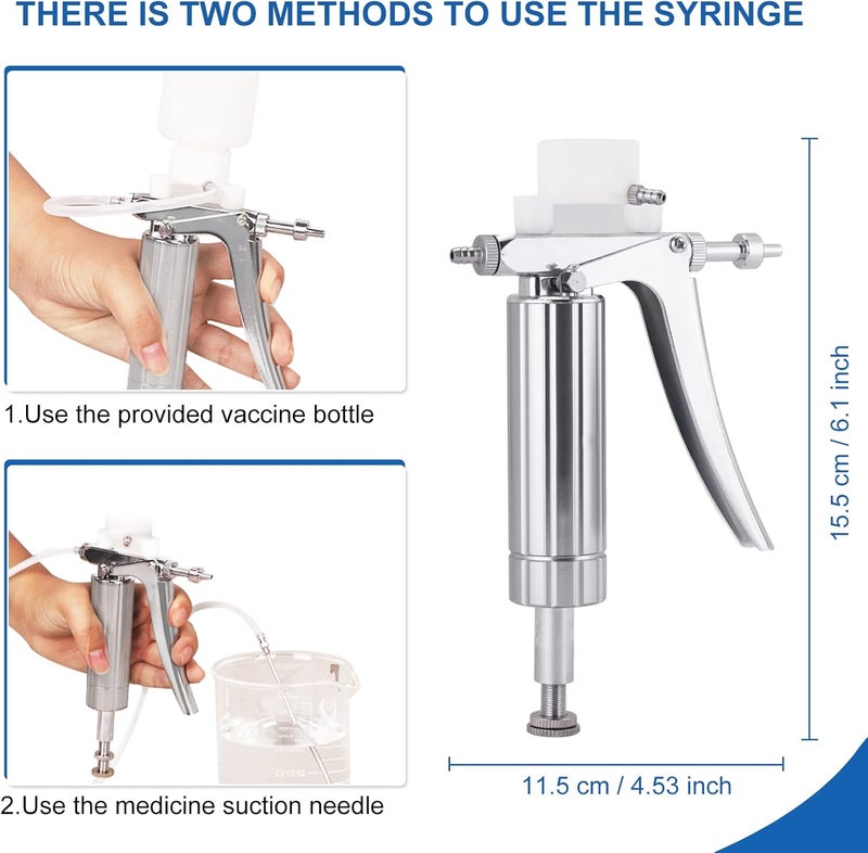 cheekyglo Livestock Syringe Animal Injector Gun, Continuous Livestock Syringe 0.12ML Adjustable Automatic Vaccine Gun for Chicken Duck Goose - Image 3