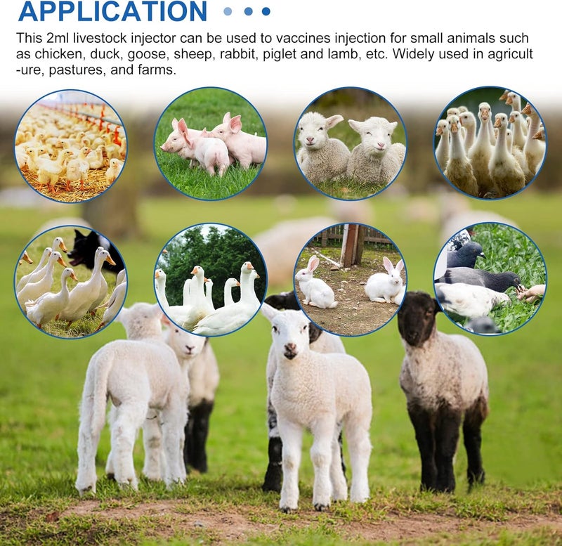cheekyglo Livestock Syringe Animal Injector Gun, Continuous Livestock Syringe 0.12ML Adjustable Automatic Vaccine Gun for Chicken Duck Goose - Image 5