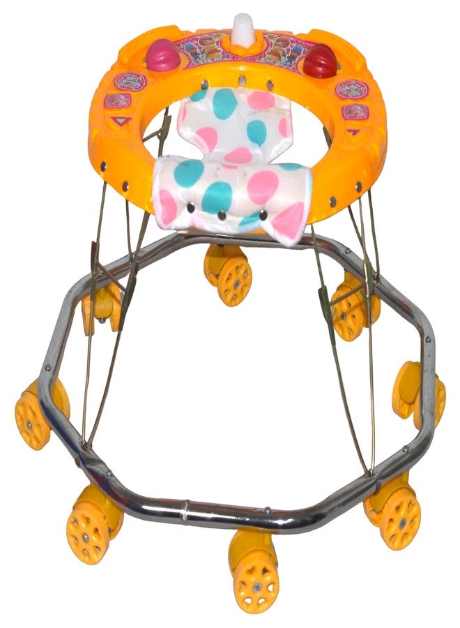 EVOSHINE Baby Walker for Kids 6-18 Months | 360° Rotating Wheels | Soft Cushion Seat | Unique Design Walking Support for Boys & Girls (Yellow) - Image 1