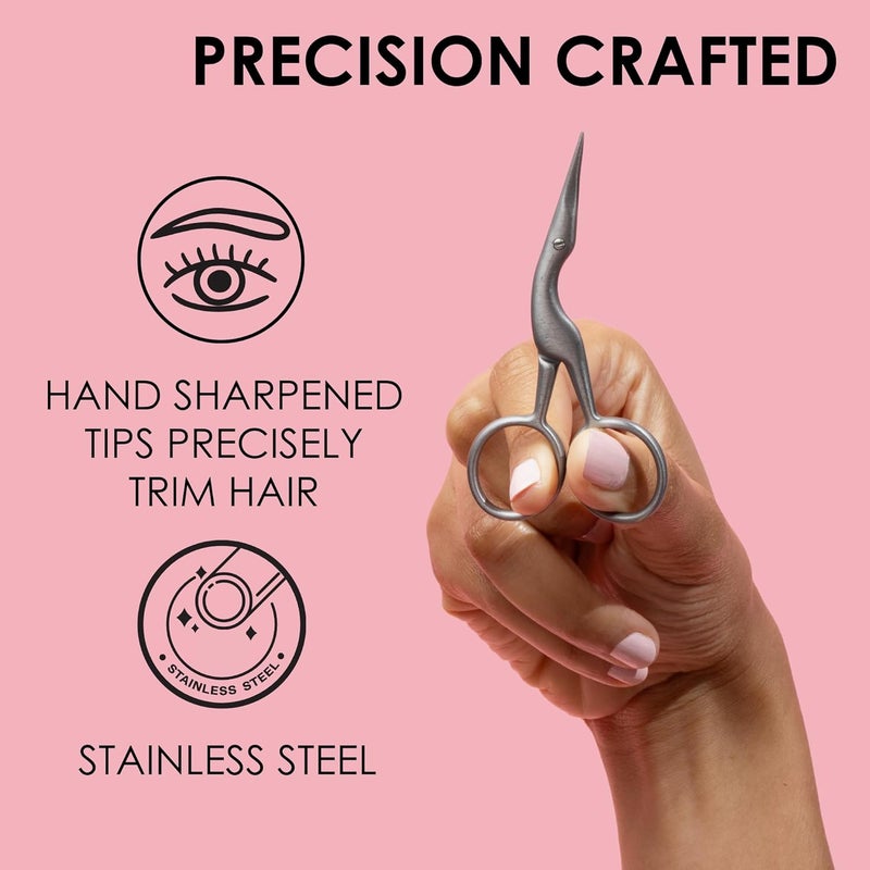 Japonesque Brow Scissors and Spoolie, Stainless Steel Scissors for Brow Grooming and Trimming, Brush Tool for Brow Shaping - Image 4
