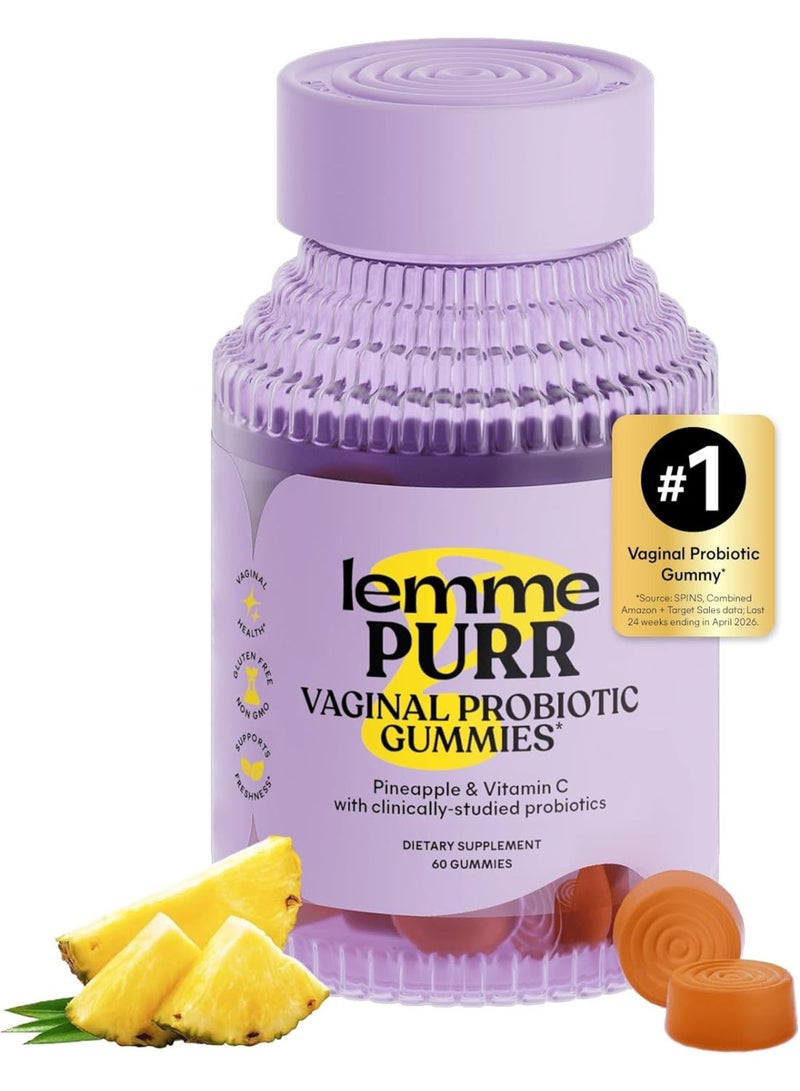 LEMME BE Lemme Purr l Probiotic Gummies for Women asty Pineapple (60 Count) - Image 1