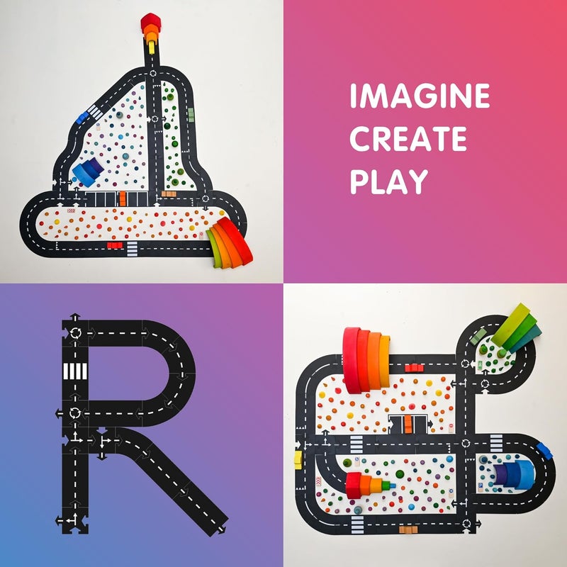 waytoplay King of The Road - Car Edition with 40 Flexible Road Pieces and 2 Cars - Image 3