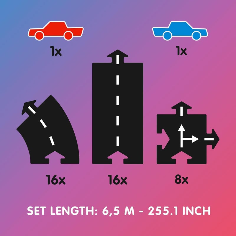 waytoplay King of The Road - Car Edition with 40 Flexible Road Pieces and 2 Cars - Image 5