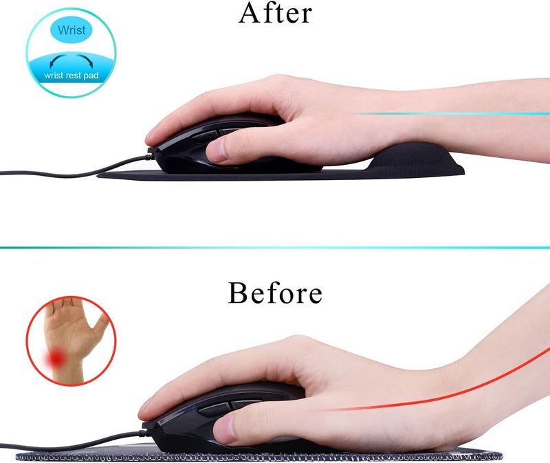 JIKIOU Mouse Pad, 2 Pack Ergonomic Mouse Pads with Comfortable Gel Wrist Rest Support and Smooth Cloth, Non-Slip PU Base for Easy Typing Pain Relief Durable and Easy to Clean Small Black - Image 3