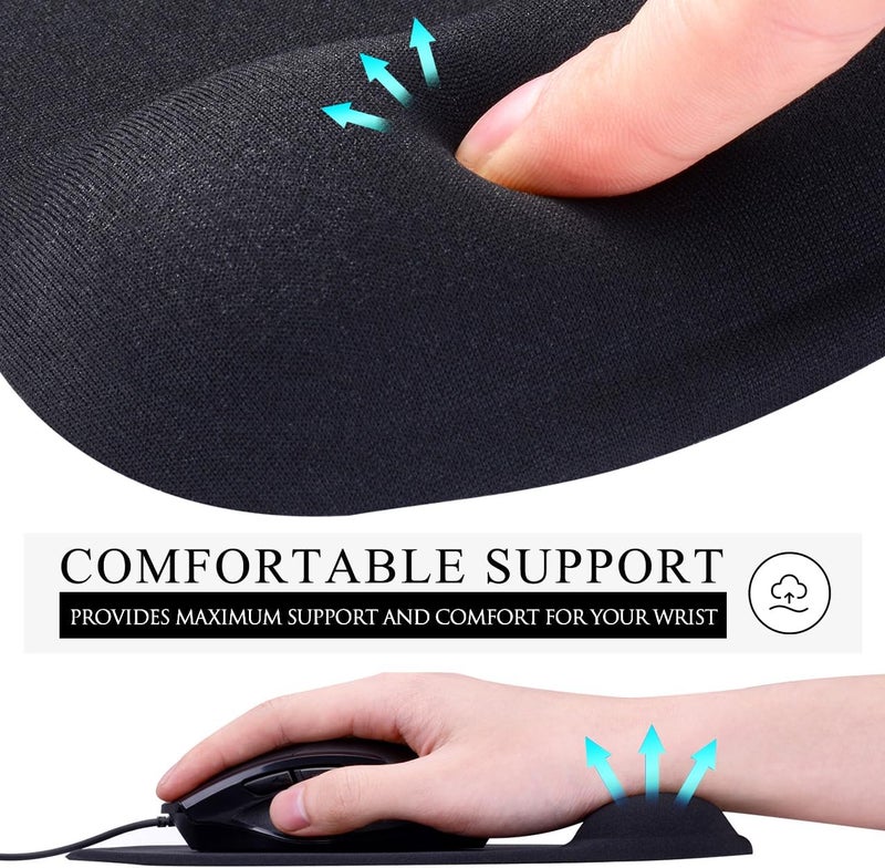 JIKIOU Mouse Pad, 2 Pack Ergonomic Mouse Pads with Comfortable Gel Wrist Rest Support and Smooth Cloth, Non-Slip PU Base for Easy Typing Pain Relief Durable and Easy to Clean Small Black - Image 4