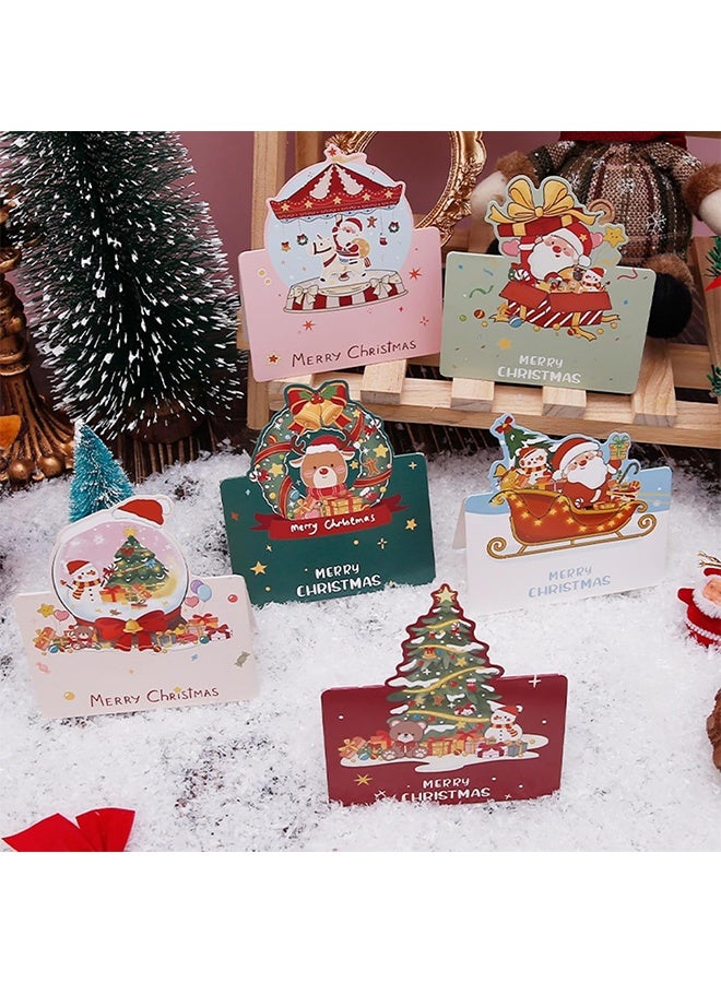 Lemon 12PCS Christmas Cards Set - Cute Cartoon Santa/Snowman/Reindeer Designs | Lightweight Greeting Cards w/Red Envelopes (6 Styles)​ - Image 4