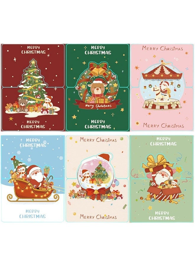 Lemon 12PCS Christmas Cards Set - Cute Cartoon Santa/Snowman/Reindeer Designs | Lightweight Greeting Cards w/Red Envelopes (6 Styles)​ - Image 3