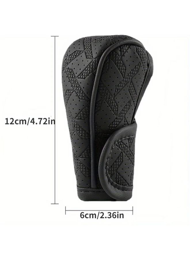 1pc Beige PU Leather Car Gear Shift Knob Protective Cover Anti Slip Hand Brake Sleeve Interior Decor Accessories - Image 2