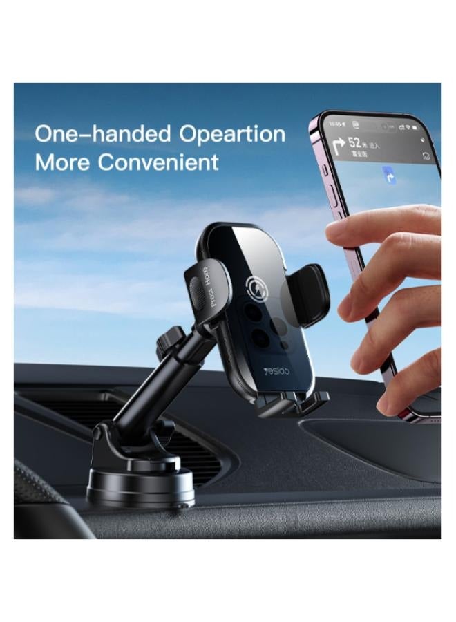 Yesido C197 15W Fast Charging Wireless Car Charger | 360 Rotating Suction Cup Air Vent | Phone Holder - Image 5