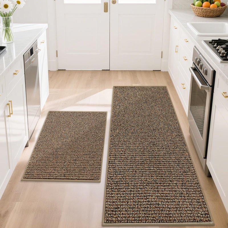BEQHAUSE Kitchen Rugs and Mats 2PCS NonSlip Kitchen Mats for Floor Absorbent and Stain Resistant Kitchen Runner Machine Washable Rugs for Kitchen Laundry  Sink 20x3220x48 Taupe