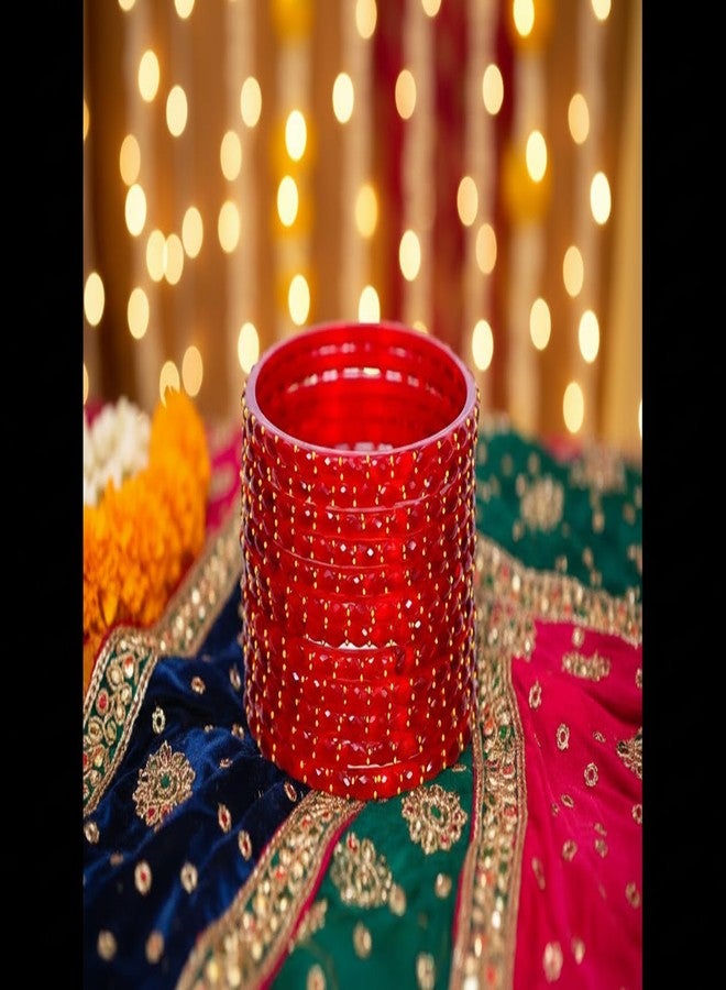 JD'Z COLLECTION مجموعة أساور زجاجية بتصميم قطرات المطر من JD'Z COLLECTION، سادة ولامعة، للنساء والفتيات | أساور تقليدية أنيقة لحفلات الزفاف والمناسبات والاستخدام اليومي - مجموعة من 12 قطعة | ألوان متعددة | أساور مجوهرات زفاف للنساء (أحمر، 2.8 (القطر الداخلي 2.5 بوصة)) - Image 5