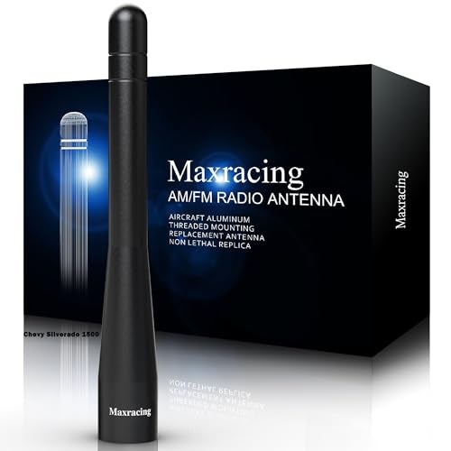 MAXRACING هوائي شاحنة قصير من MAXRACING متوافق مع شيفروليه سيلفرادو 1500 من 2006 إلى 2025 / آمن لغسيل السيارات / هوائي بديل من الألمنيوم - Image 1