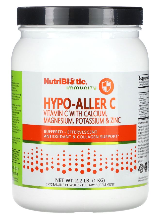 Nutribiotic Immunity HypoAller C Vitamin C with Calcium Magnesium Potassium & Zinc 2.2 lb (1 kg)