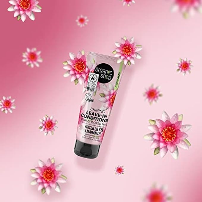 Organic Shop SHINING LEAVE-IN CONDITIONER FOR COLORED HAIR WATER LILY AND AMARANTH (75ML) - Image 2