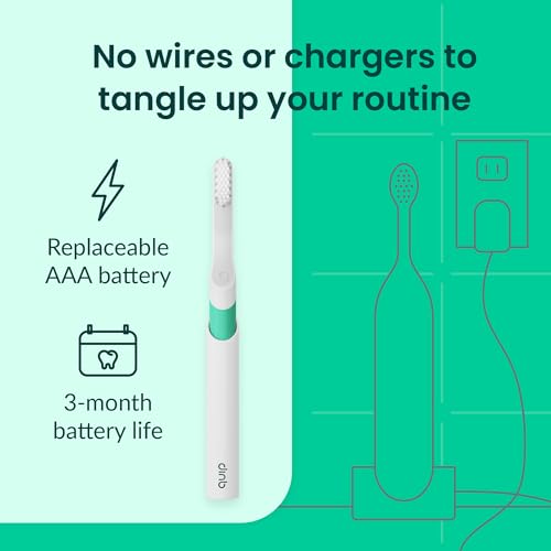 Quip Sonic Toothbrush for Adults - Timed Electric Toothbrush with Cover - Replaceable Brush Head, Soft Bristles, Plastic Handle, 3 Month Battery Life - Travel Toothbrush - Green - Image 4