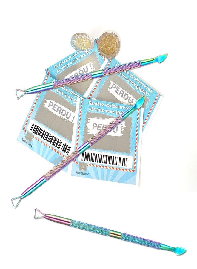 JIYIN 3 PCS Lottery Ticket Scratcher Tool, Metal Lottery Scratcher Scratch Off Stickers Lotto Scratcher Tool Multi-Use Scraping Tool Label Scraper for Tickets Stickers Labels Films(Rainbow) - Image 5