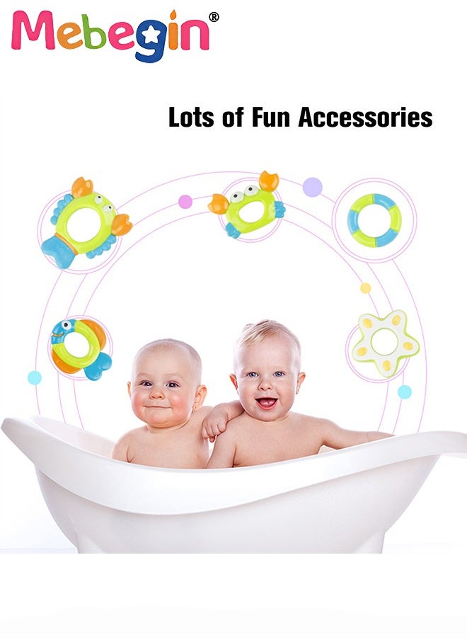 MEBEGIN - Interactive Bath Toy, Floating Purple Octopus Bath Toy with 5 Marine Biosphere Rings, Fun Safe Baby Bath Toy, Educational Water Toys for Kids, in Bathtub or Paddling Pool, Nice Baby Bathing Companion - Image 1