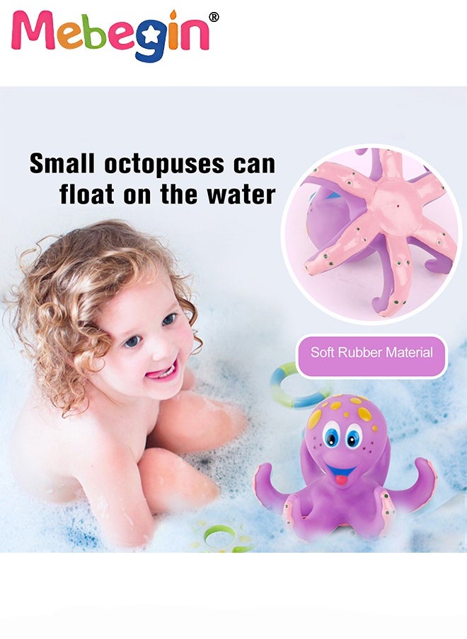MEBEGIN - Interactive Bath Toy, Floating Purple Octopus Bath Toy with 5 Marine Biosphere Rings, Fun Safe Baby Bath Toy, Educational Water Toys for Kids, in Bathtub or Paddling Pool, Nice Baby Bathing Companion - Image 1