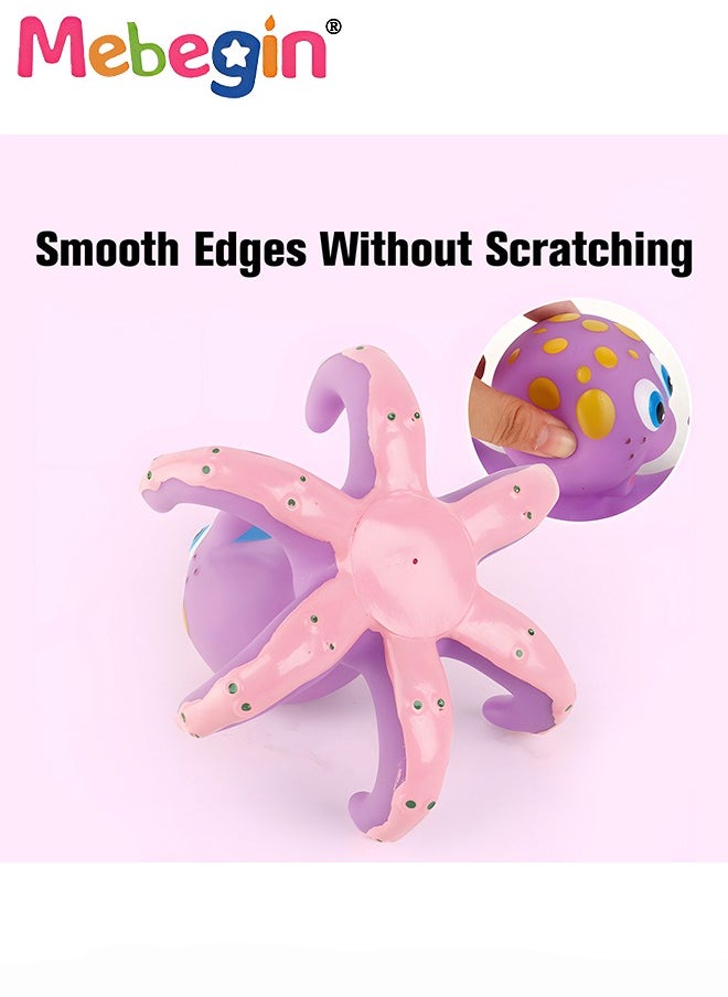 MEBEGIN - Interactive Bath Toy, Floating Purple Octopus Bath Toy with 5 Marine Biosphere Rings, Fun Safe Baby Bath Toy, Educational Water Toys for Kids, in Bathtub or Paddling Pool, Nice Baby Bathing Companion - Image 1