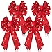 Giegxin Giegxin 4 Pcs Christmas LED Wreath Bow Xmas Wreath Burlap Bow LED Lights Bow Winter Door Wall Decor Christmas Tree - Image 2