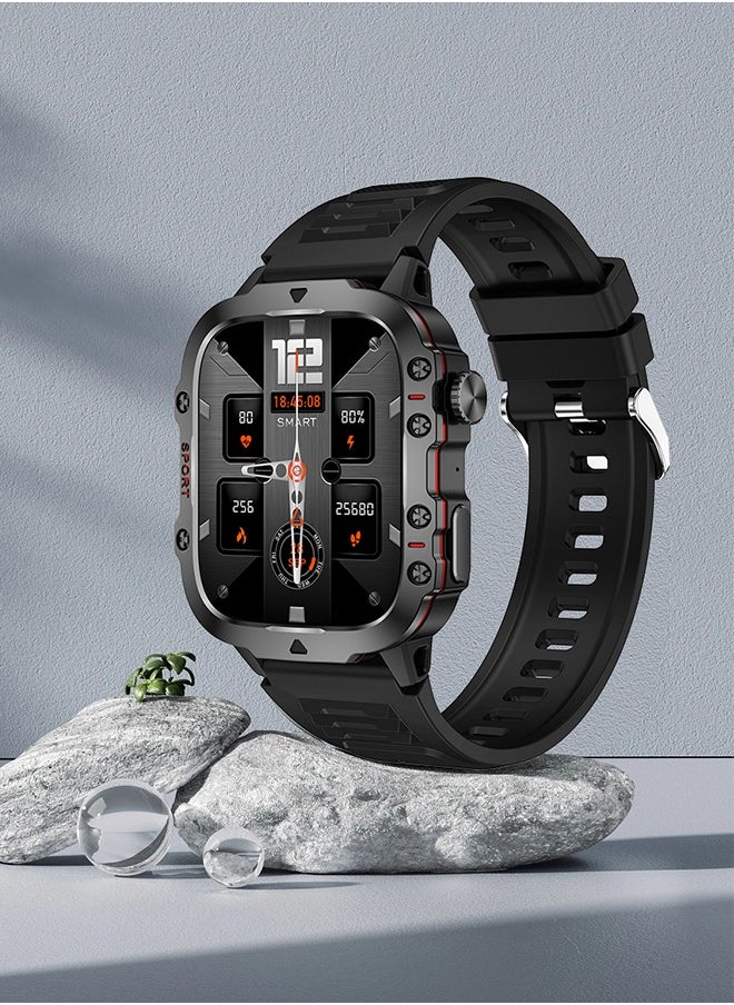 JOYFOCUS - QX11 Full Screen Touch Smartwatch With Bluetooth Call, 1.96 "Display, Suitable For Android 4.4 And Ios 9.0 And Above, Apple 5s And Above (Black) - Image 1