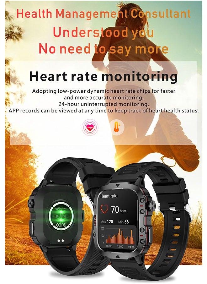 JOYFOCUS - QX11 Full Screen Touch Smartwatch With Bluetooth Call, 1.96 "Display, Suitable For Android 4.4 And Ios 9.0 And Above, Apple 5s And Above (Black) - Image 1