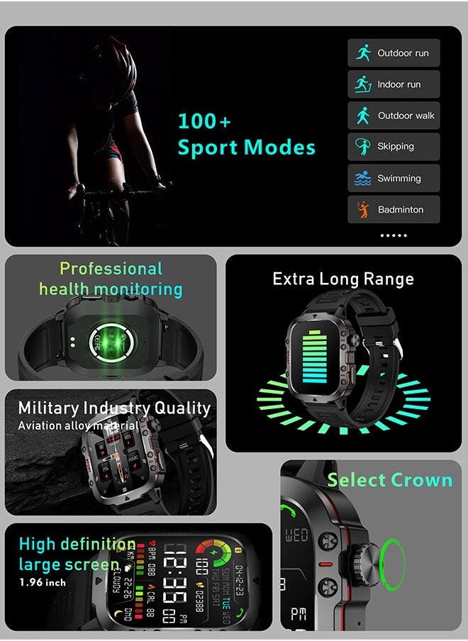 JOYFOCUS - QX11 Full Screen Touch Smartwatch With Bluetooth Call, 1.96 "Display, Suitable For Android 4.4 And Ios 9.0 And Above, Apple 5s And Above (Black) - Image 1
