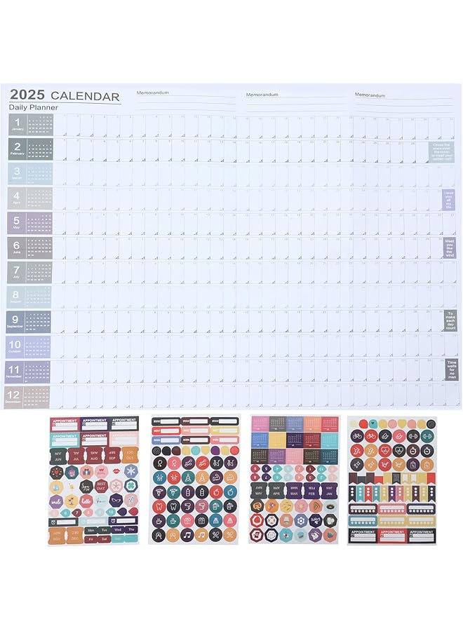 إيروريكس مخطط تقويم الحائط لعام 2025، مخطط عام 2025، تقويم سنوي، مخطط 12 شهرًا، معلق على الحائط، تقويم الجدول السنوي، كتل يومية مسطرة - Image 1