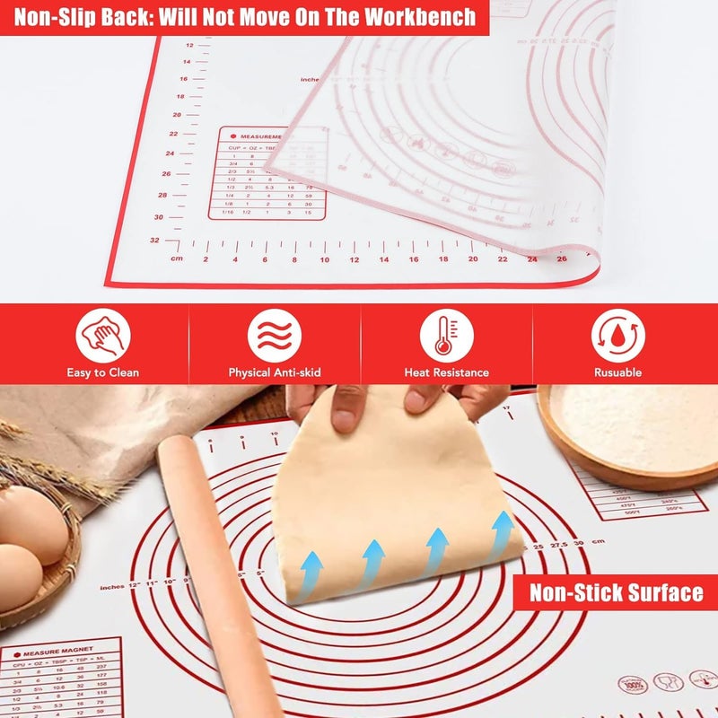 JELLEX Silicone Pastry Mat Extra Thick Non Stick Baking Mat Fondant MatCounter MatDough Rolling Mat Oven Liner Pie Crust Mat Silicone Pastry Mat for Baking Dough Rolling Mat40cm x 60cm - Image 4