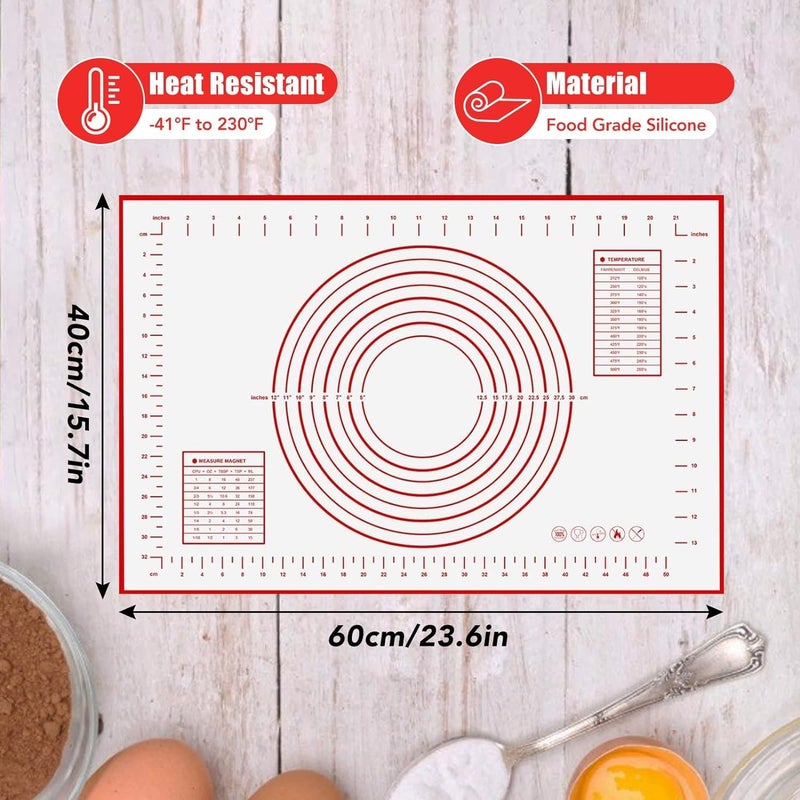 JELLEX Silicone Pastry Mat Extra Thick Non Stick Baking Mat Fondant MatCounter MatDough Rolling Mat Oven Liner Pie Crust Mat Silicone Pastry Mat for Baking Dough Rolling Mat40cm x 60cm - Image 2