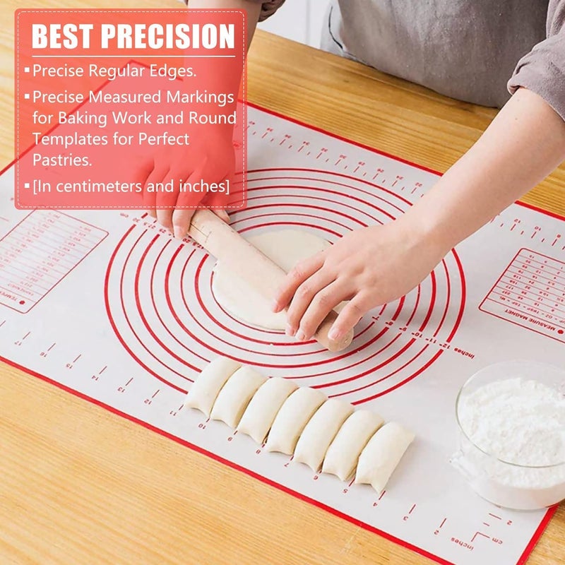 JELLEX Silicone Pastry Mat Extra Thick Non Stick Baking Mat Fondant MatCounter MatDough Rolling Mat Oven Liner Pie Crust Mat Silicone Pastry Mat for Baking Dough Rolling Mat40cm x 60cm - Image 3