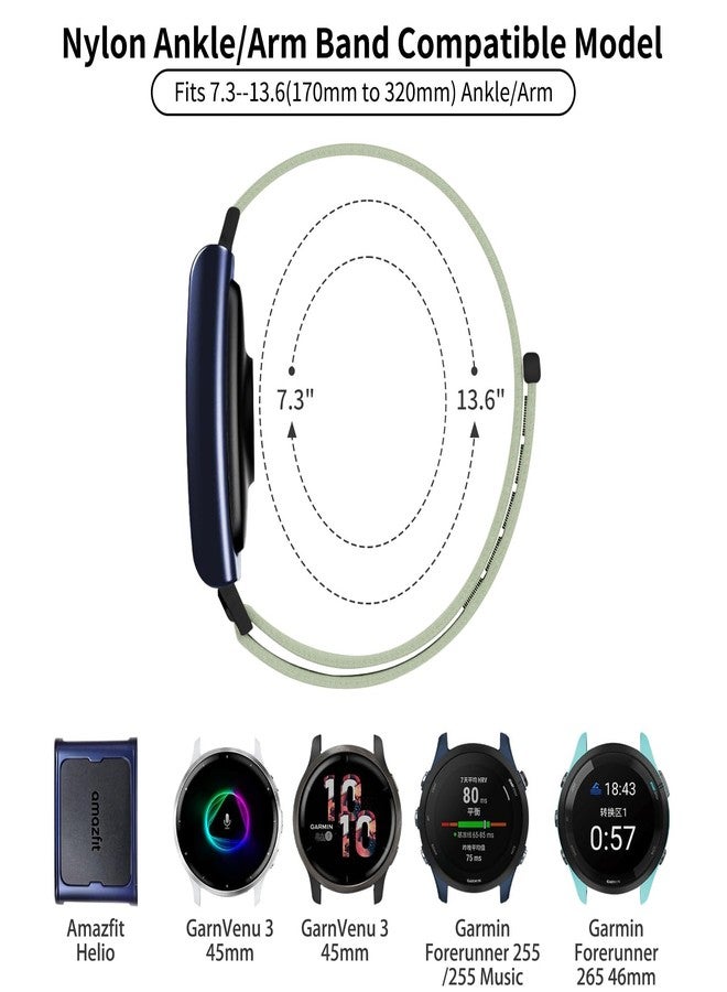 Zspoly 22mm Nylon Sport Ankle/Arm Band Compatible with Amazfit Helio Strap, Elastic Braided Bicep Band Replacement for Garmin Venu 3/Venu 2/Vivoactive 4 & Forerunner 570-47mm/265/255/255 Music - Image 2