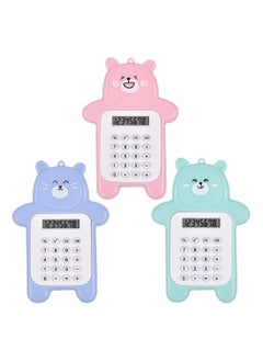 SYOSI 3 Packs Basic Calculator Creative 8-Digit Display Beginner Portable Cartoon Bear Style Calculator Rubber Button Pocket Size Calculator for Desktop Home Office Students Supplies  - Image 1