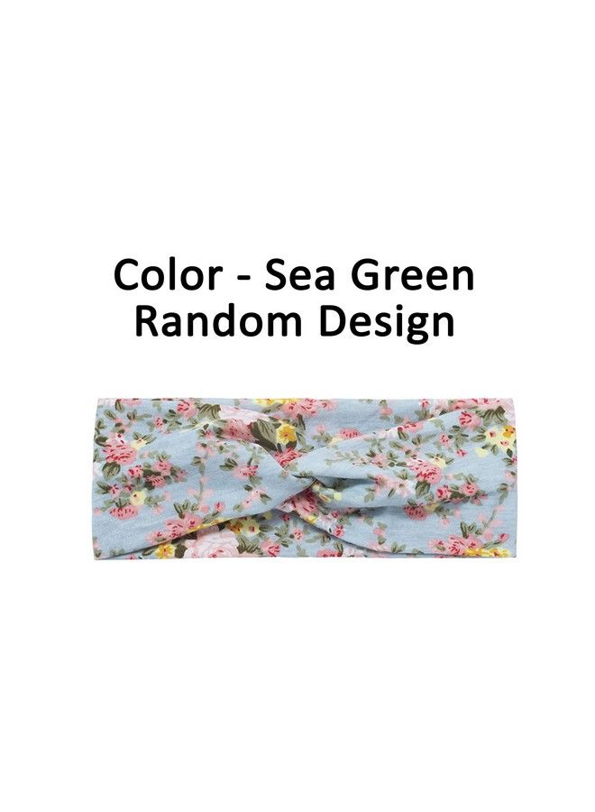 FOK 1 Pc Flower Printed Twist Knotted Yoga Sport Head Wrap Hairband Women And Girls Sea Green - Image 3