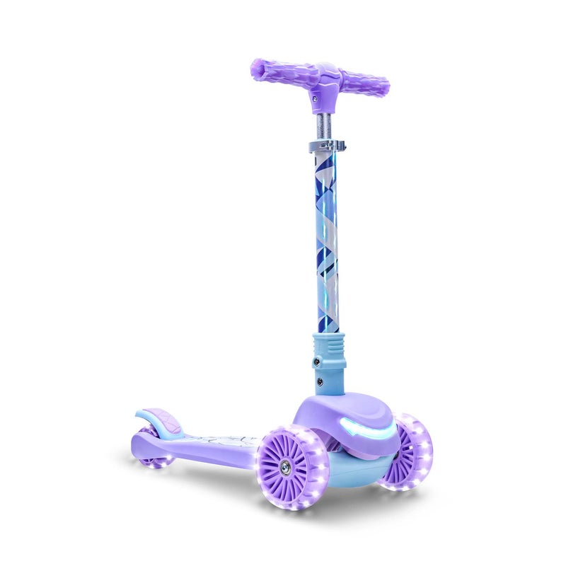 Jetson Disney Frozen 3-Wheel Kick Kids Scooter, LED Lights on Stem, Light-Up Wheels, Height-Adjustable Handlebar, Lean-To-Steer System, Easy-Folding Mechanism, Ages 3+, Purple, JFRZN-3KIK - Image 1
