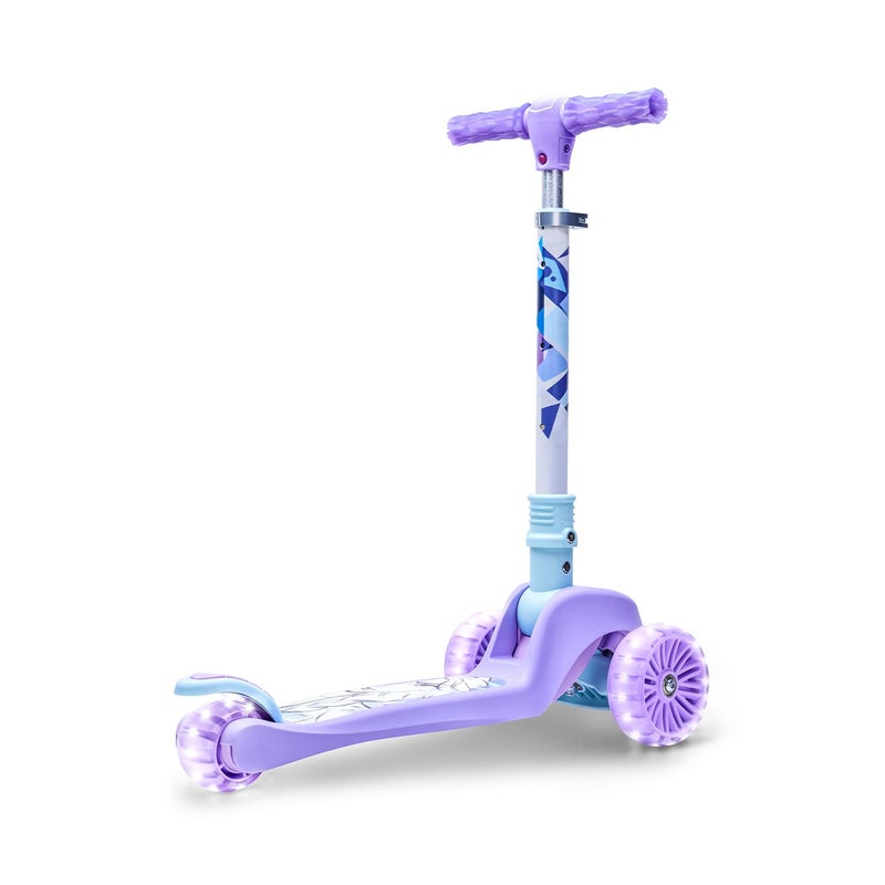 Jetson Disney Frozen 3-Wheel Kick Kids Scooter, LED Lights on Stem, Light-Up Wheels, Height-Adjustable Handlebar, Lean-To-Steer System, Easy-Folding Mechanism, Ages 3+, Purple, JFRZN-3KIK - Image 2