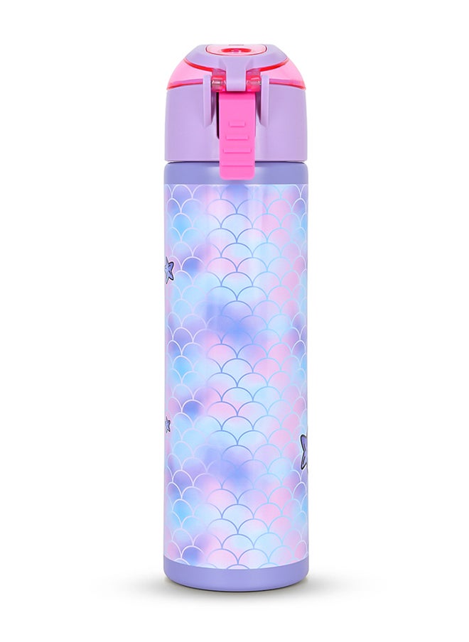 Eazy Kids - Set Of 4 18 Inch Trolley School Bag With Stainless Steel Water Bottle 640 Ml, Lunch Bag And Pencil Case - Mermaid Purple - Image 1