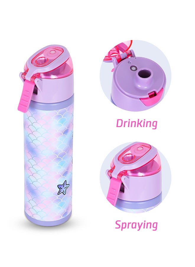 Eazy Kids - Set Of 4 18 Inch Trolley School Bag With Stainless Steel Water Bottle 640 Ml, Lunch Bag And Pencil Case - Mermaid Purple - Image 1
